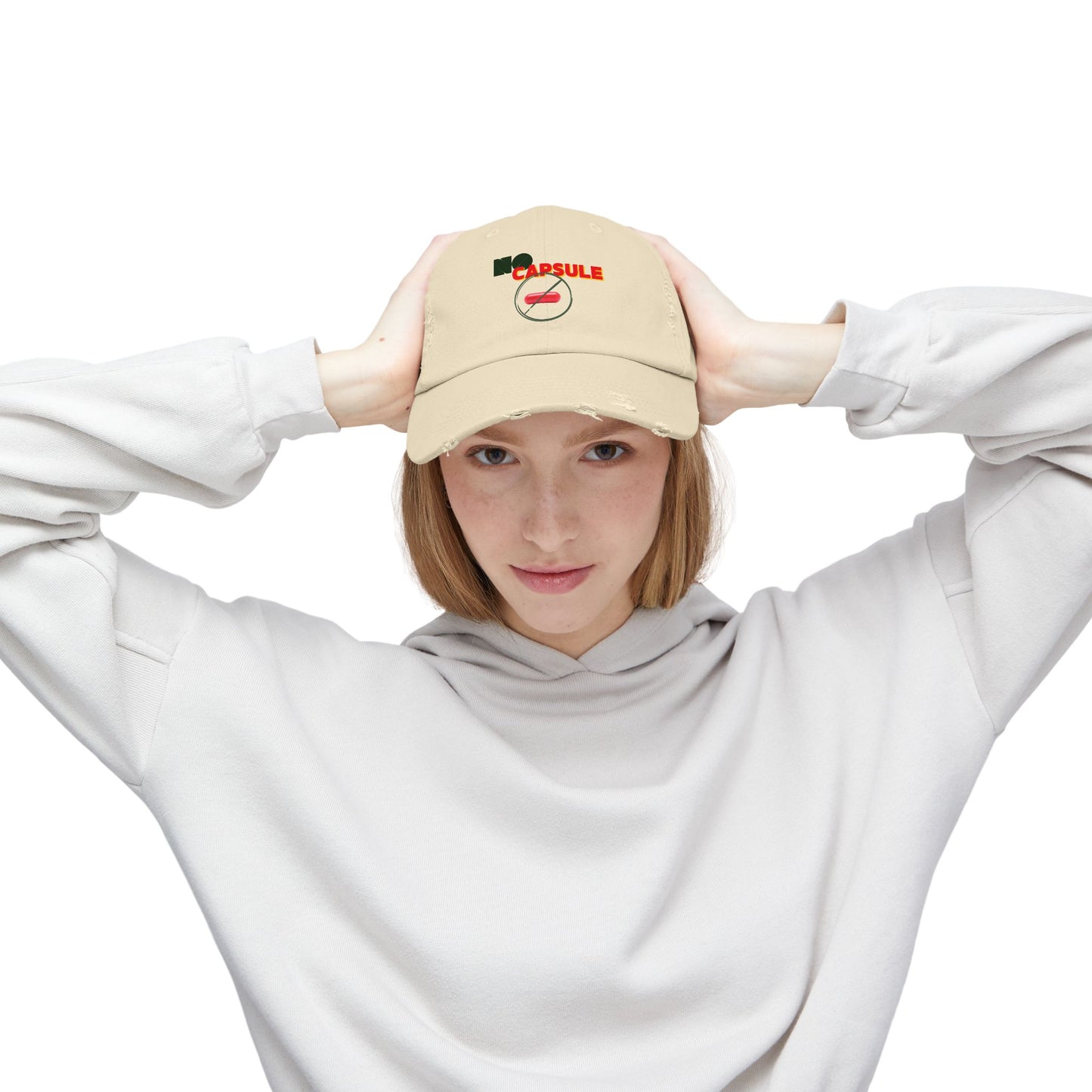 Unisex Distressed Cap - 'No Capsule' Hat for Casual Style