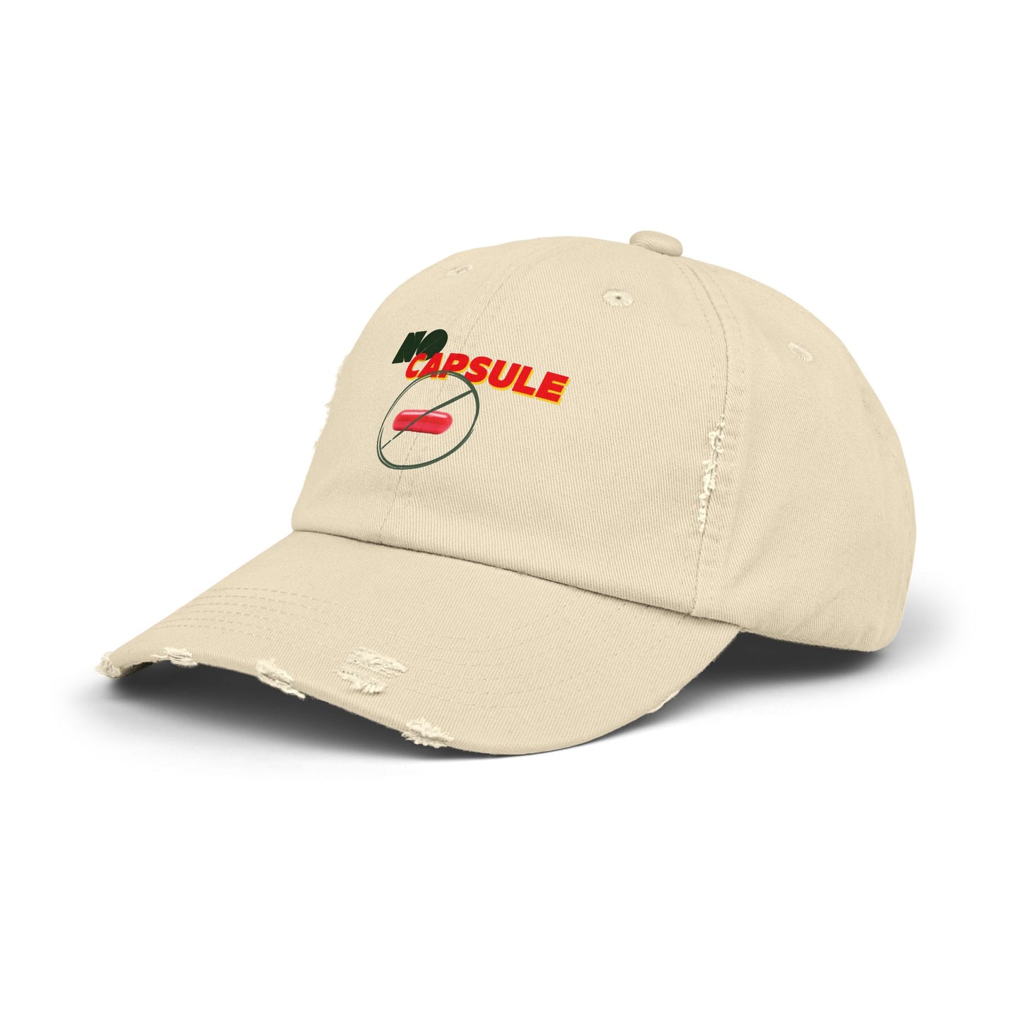Unisex Distressed Cap - 'No Capsule' Hat for Casual Style