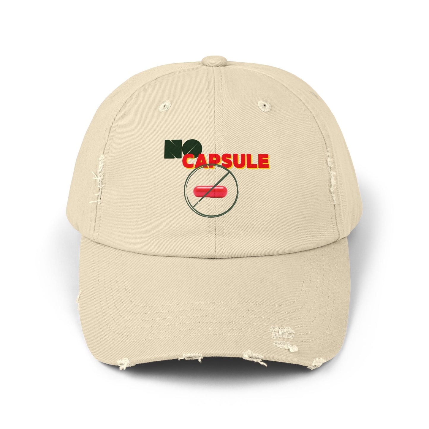 Unisex Distressed Cap - 'No Capsule' Hat for Casual Style