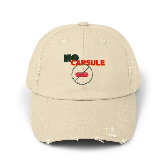 Unisex Distressed Cap - 'No Capsule' Hat for Casual Style