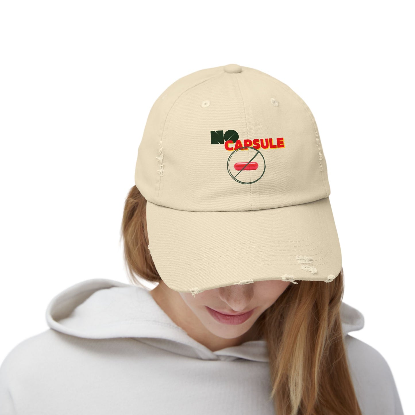 Unisex Distressed Cap - 'No Capsule' Hat for Casual Style