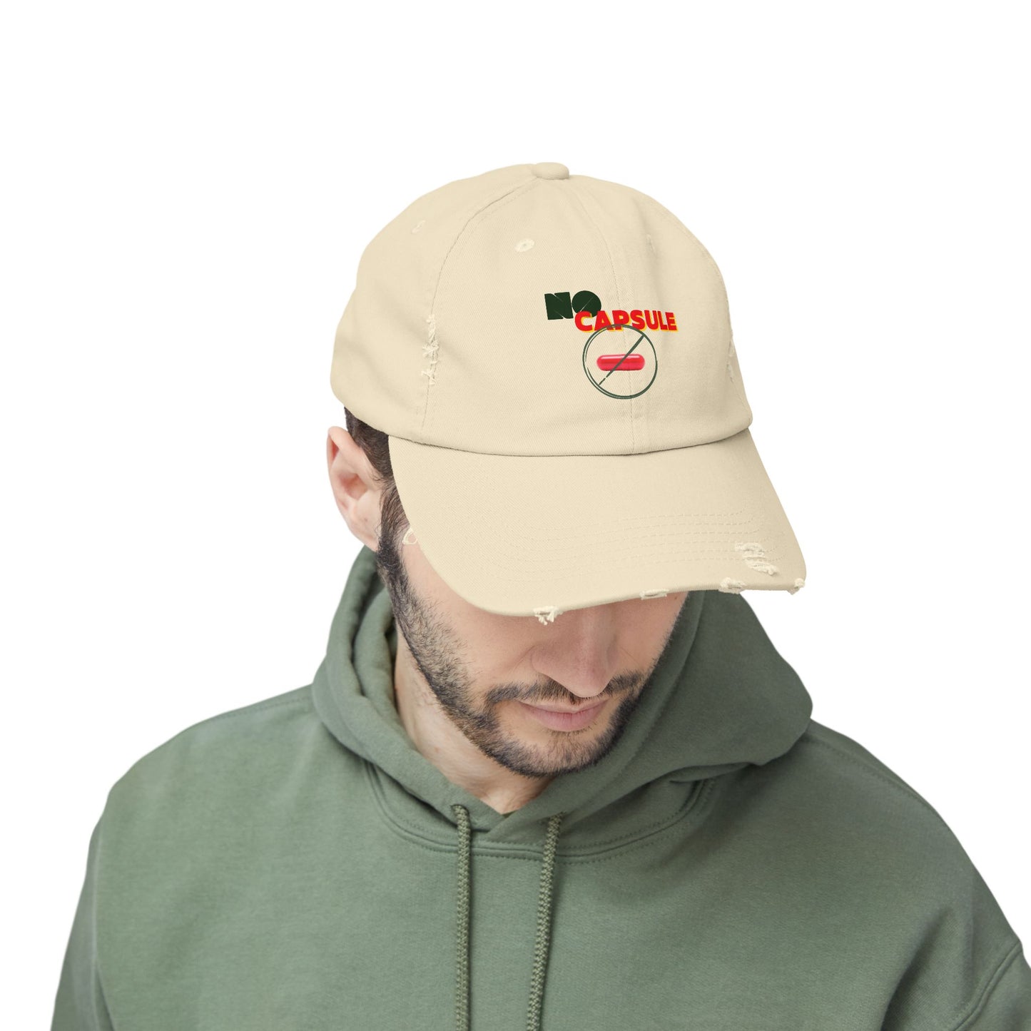 Unisex Distressed Cap - 'No Capsule' Hat for Casual Style
